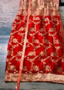 Red &amp; Gold Banarasi Suit 2time Use Good Condition
