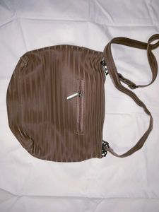 Brown Shoulder Bag with Chain Detail