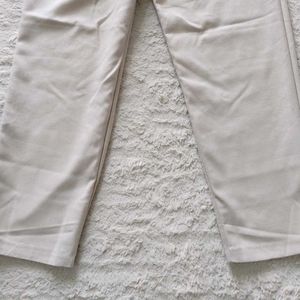 Beige Elastic Waist Pants