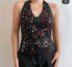 Retro Polka Dot Halter Top