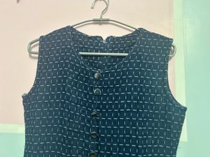 Blue Casual Check Print Dress