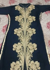 black embroidery work plazo kurti and dupatta set