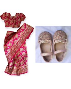 Kids Saree And Shoe Combo