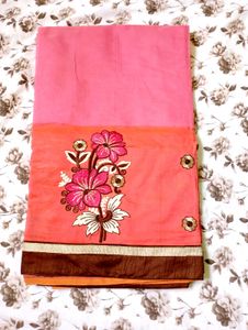 Trendy Floral Embroidery Saree