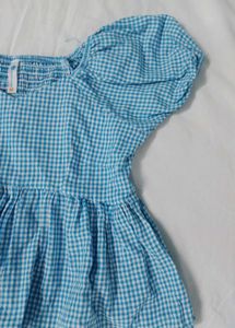 Blue Peplum Gingham top