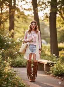 🌸 AMISU "Adobe Rose" Striped Knit Top 🌸