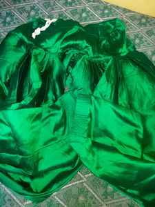 Pure Silk Bottle Green Gotta Patti Patiala Suit 💚