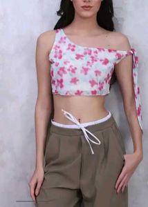 Floral Crop Top with ribbon 🎀