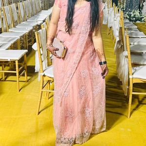 Baby Pink Colour Net Choli
