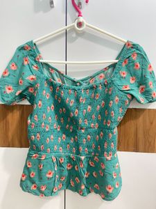 Printed Peplum Crop Top