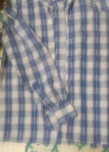 Blue & White Plaid Button-Down Shirt
