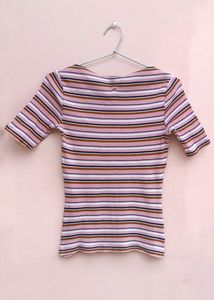 Pink stripes ribbed top (UNUSED)