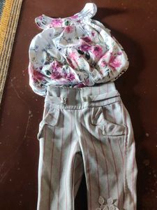 Floral Top & Striped Pant Set