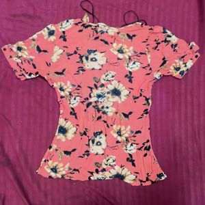 Front Tie Floral Top