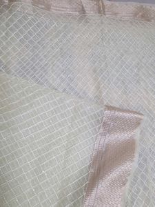 Elegant Cream Net Saree