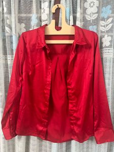 Red Satin Blouse