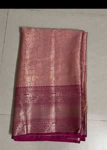 Pink Banarasi Saree With out Blouse