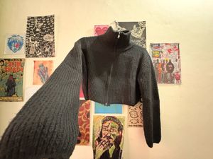 Cropped Knit Zip-Up Jacket