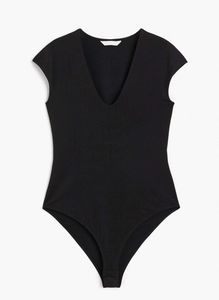 Black V-Neck Bodysuit