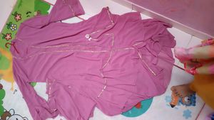 Pink burkha with golden piping work