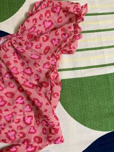 Pink Leopard Print Crop Top