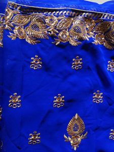 Royal Blue Embroidered Saree