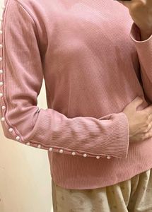 Pearl Embellished Knit Top