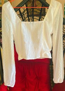 White Sheer Button-Down Top