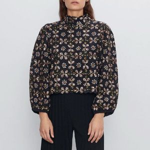 ZARA Embroidered Sequins Embellished Blouse