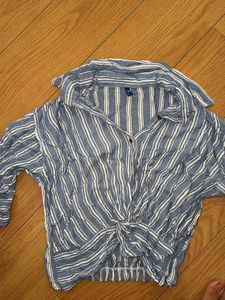 Striped Tie-Front Top