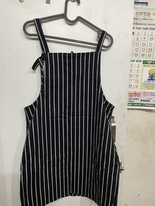 Rio Striped Dungree Dress With Slip Pocket