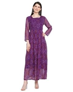 Elegant Purple Bandhani Maxi kurti