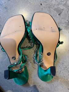 Zara Emerald Green Embellished Heels