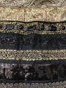 Black Vintage Ibiza Style Embellished Mini Skirt