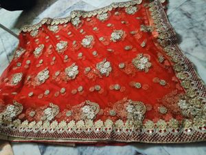 Red &amp; Gold Embellished Saree