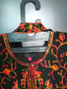 Black Anarkali Kurti With Multi Colour Embroidery
