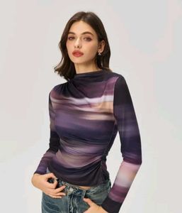 Purple Color Printed Crop Top