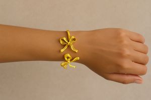 Anti Tarnished Gold Bow Hand Cuff