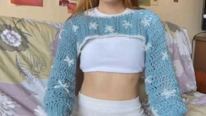 Crochet Crop Log Sleeve Shrug with Floral Detail