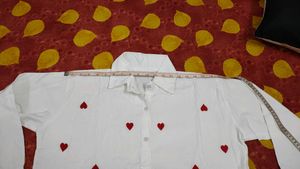Red Heart Design White Shirt.