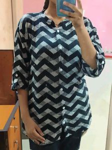 Stylish Black & White Zigzag Print Tunic