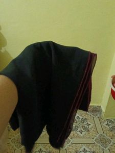Black Maroon Border Hijab