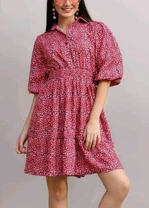 Pretty Pink Leopard Print Collared Mini Dress