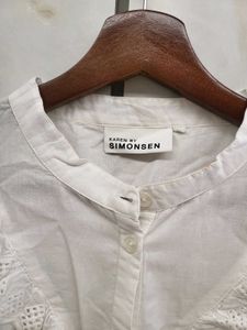 White Ruffle Button Down Tunic