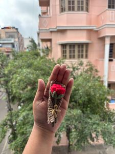 Crochet Rose Keychain