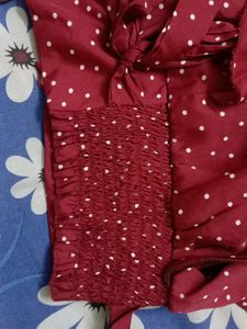 Red Polka Dot Ruffle Top