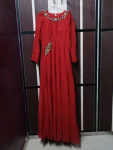 Elegant Maroon Embellished Anarkali