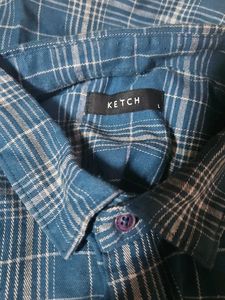 Ketch Blue Plaid Flannel Shirt - Size L