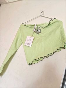 One-shoulder top women pista green