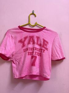 Cropped ribbed pink Tshirt